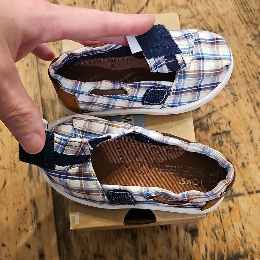 TOMS Bimini Woven Plaid Children's Shoes Size 5T - Picture 5 of 7